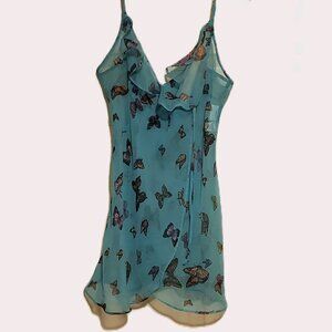 Vintage Frederick’s of Hollywood 🦋 Aqua Fluttery Butterfly Chemise 🦋